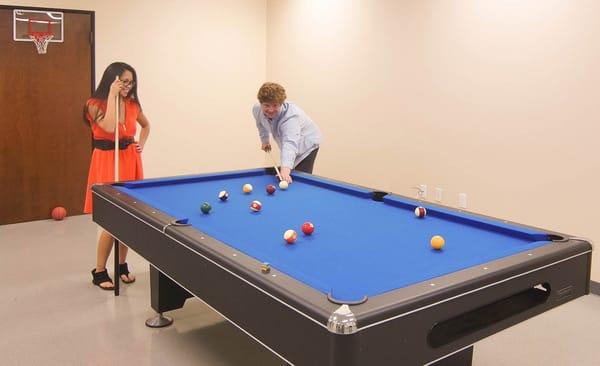 Need a break?  Play some pool or foosball to relax and re-charge the batteries.