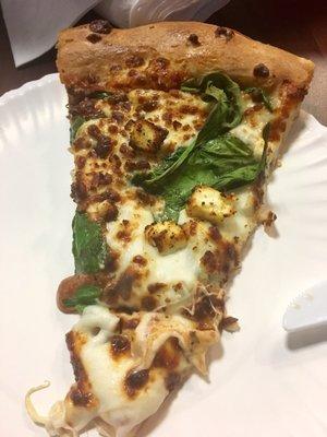 Spinach and feta cheese pizza