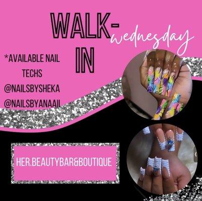 Walk in Wednesday no appointments needed