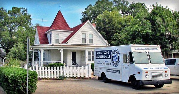 Bruckwood truck parked outside a client's house.