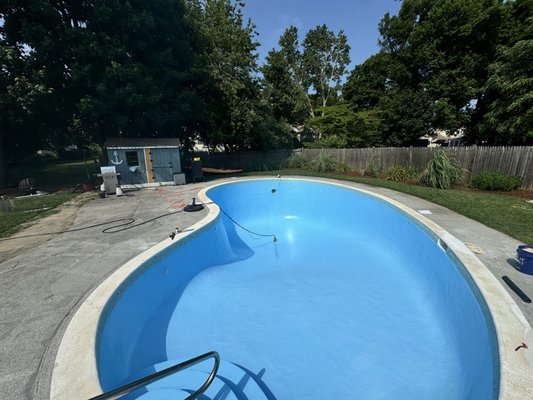 Complete pool rehab and painting in Barrington RI summer 2024!!! Looks fantastic!!