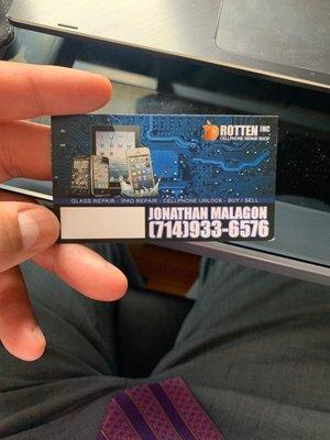 His business card