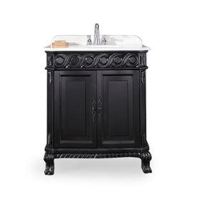 Georgia 30-in x 21-in Antique Black Undermount Single Sink Bathroom Vanity with Natural Marble Top