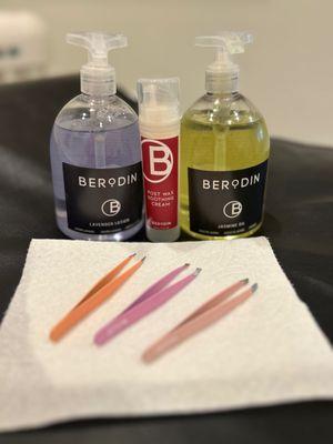 Berodin WAX, the best waxers only use this! Cleaned Supplies, and soothing lotions to calm this skin.