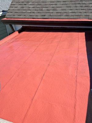 Metal roof and box gutter coating