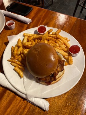 BBQ chicken with fries