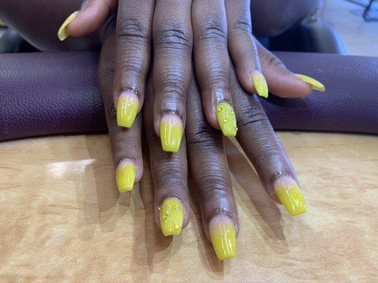 Ombré yellow coffin with jewels