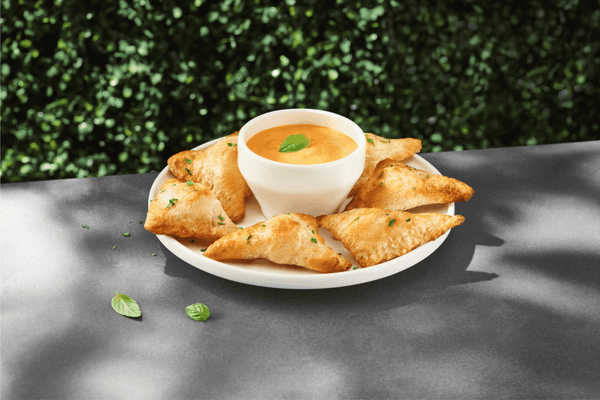 Garlic Cheese Puffs with Tomato Bisque