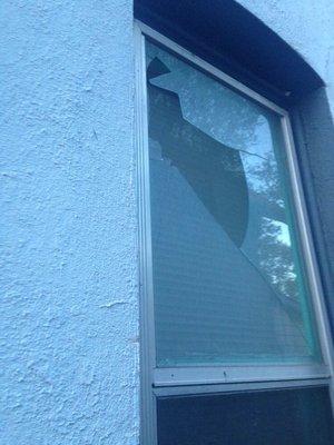 Broken window thank so Robert Hansen roofing