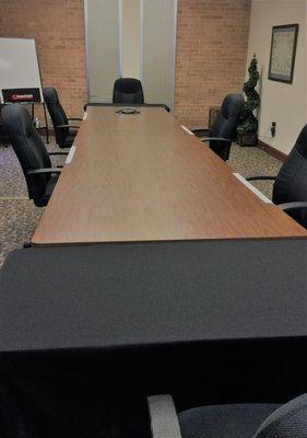 Columbia, SC, Conference Room is set up for 6' social distancing practices