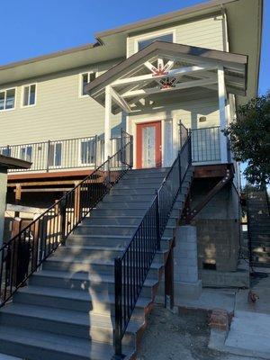 Porch awning and front stairs.