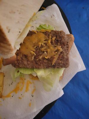 Cheeseburger with lettuce.( A kids plate)