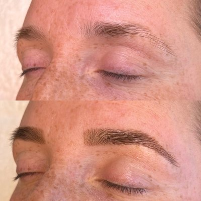 Brow shaping + henna before & after