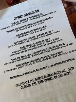 Menu from 8/4/23