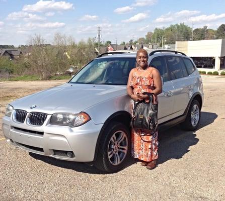 She couldn't wait to drive off in her new BMW