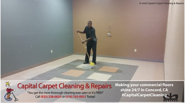 Making your commercial floors shine 24/7 in SF East Bay! Call Capital Carpet Cleaning & Repairs at (925) 238-0025