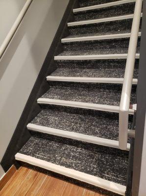 Commercial stair flooring.