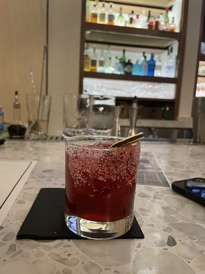 Promissory Note = Margarita with hibiscus simple syrup