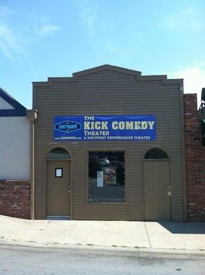 The Kick Comedy Theater is located between The Westport Coffee House & Green Room Burgers & Beer.