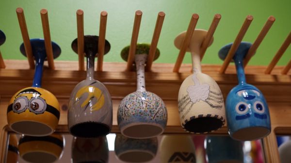 Cups Displayed Near Sinks