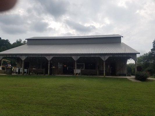 Far side view of barn