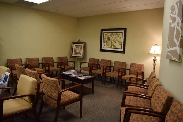 The warm and inviting radiation oncology waiting room.