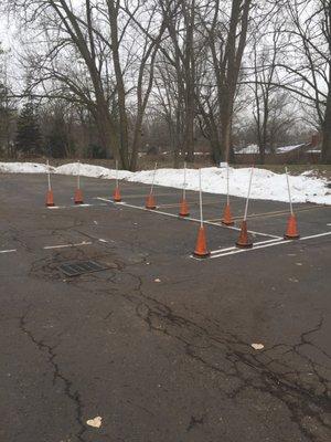 The dreaded parallel parking cones.