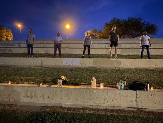 Our Shakespeare class working under the stars!