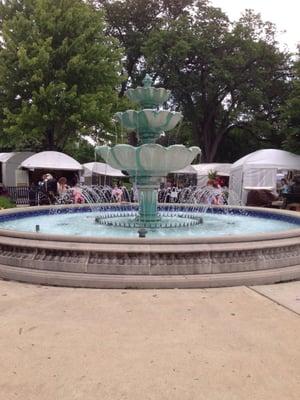 Fountain in the center of the park.