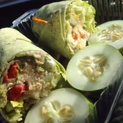 Healthy, fresh Mediterranean quinoa wrap made with locally grown veggies and only 5$!