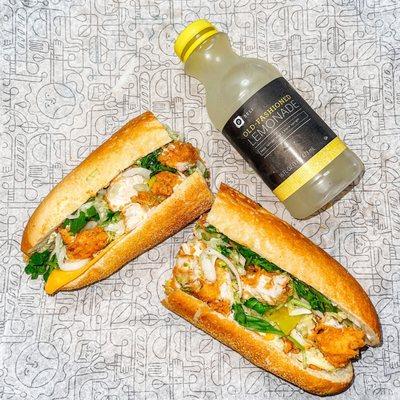 Chicken tender sub with lemonade