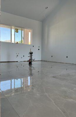 Kitchen tile laid out.