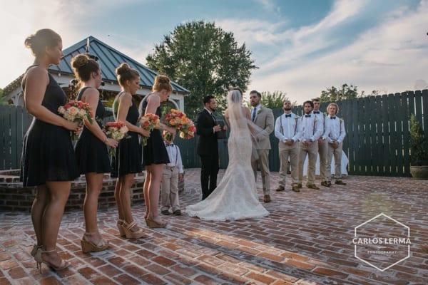 Wedding in front of the fountain.