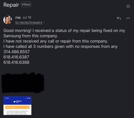 Attempted contact with the company