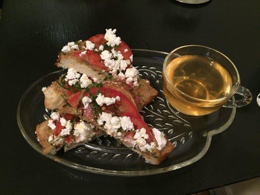 My lunch today: challah toast with feta and eggplant, so tasty!