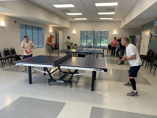 Playing table tennis