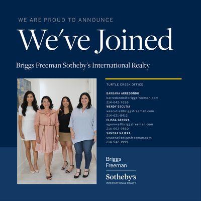 Barbara Arredondo Real Estate Group joins Briggs Freeman Sotheby's International Realty!!