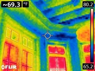 Infrared imaging of ceiling leak.