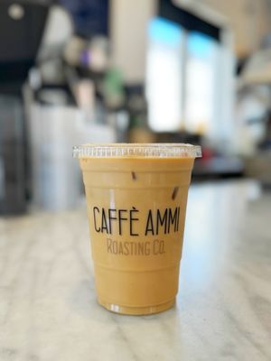 Pistachio oat milk iced latte