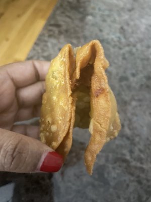 Terrible. Who wraps a samosa like this??? The filing was good, but this is sooo wrong. Do better, please.