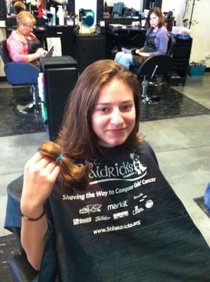 She donated her hair for sick kids.