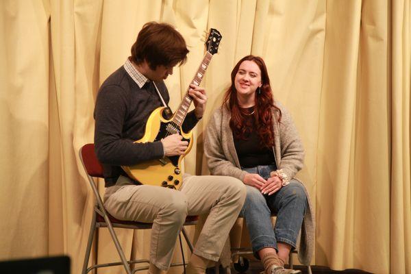 Jared and Lauren warming up before the show