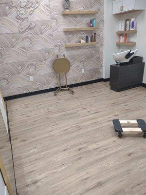 New laminate flooring, nail salon