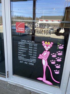 Need help finding us? Look for the pink panther!