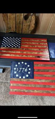 Hand made flags 34x19. $60