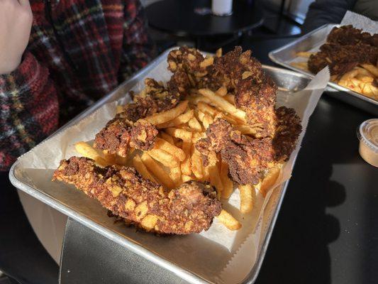 Here are my daughter's Frito Tenders, with Bleu Cheese on the side.