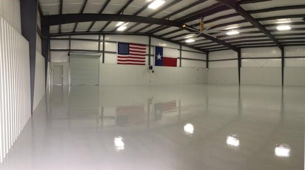 High Performance Floor Coating installed in airplane hangar.