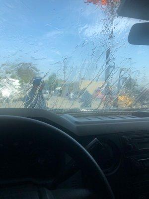 Sitting in my truck as 3 employees wash it.