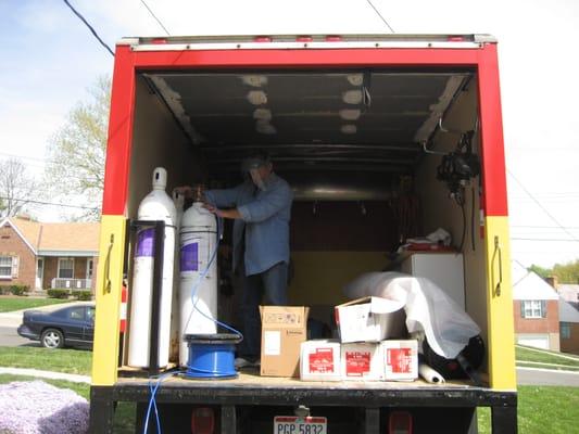 The inside of one of our fumigation trucks.