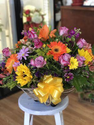 Large Colorful Floral Basket